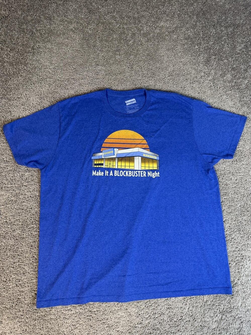Blockbuster Shirt Mens 2XL Blue Blockbuster Store Graphic Crew Neck Cotton